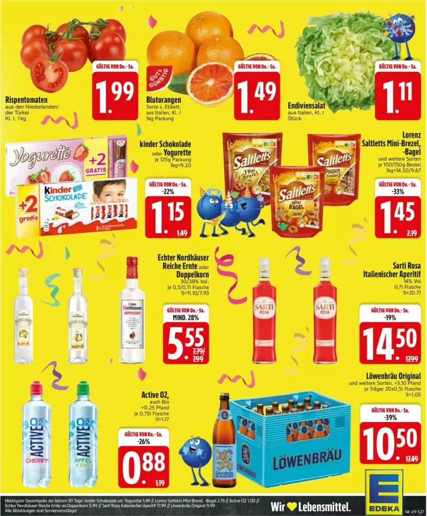 Aktueller Prospekt Edeka - Prospekte - von 24.02 bis 01.03.2025 - strona 27 - produkty: aperitif, Bagel, beutel, bio, brezel, flasche, gin, Kinder, kinder schokolade, lorenz, oder yogurette, saltletts, schoko, schokolade, Ti, tomate, tomaten, Yo, yogurette