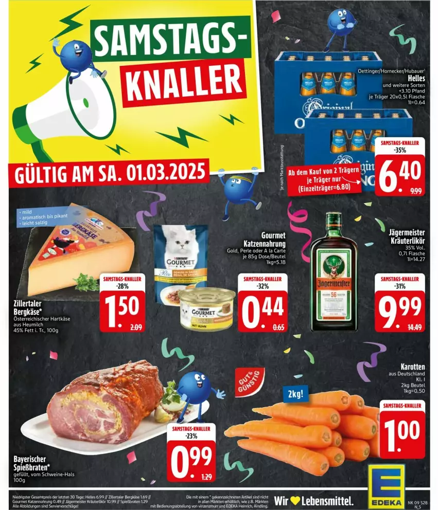 Aktueller Prospekt Edeka - Prospekte - von 24.02 bis 01.03.2025 - strona 28 - produkty: Bergkäse, beutel, braten, deka, eis, elle, flasche, Germ, Heu, heumilch, jägermeister, karotten, Käse, katzennahrung, kräuter, lebensmittel, Meister, milch, reis, schwein, schweine, Ti, wein, weine, Zelt, ZTE