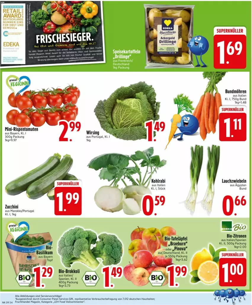 Aktueller Prospekt Edeka - Prospekte - von 24.02 bis 01.03.2025 - strona 4 - produkty: ackergold, bio, bio-zitronen, brokkoli, Bundmöhren, deka, ente, frucht, kohlrabi, Lauchzwiebel, lauchzwiebeln, magazin, mini-rispentomaten, möhren, rispentomaten, tomate, tomaten, zitrone, zitronen, zucchini, zwiebel, zwiebeln