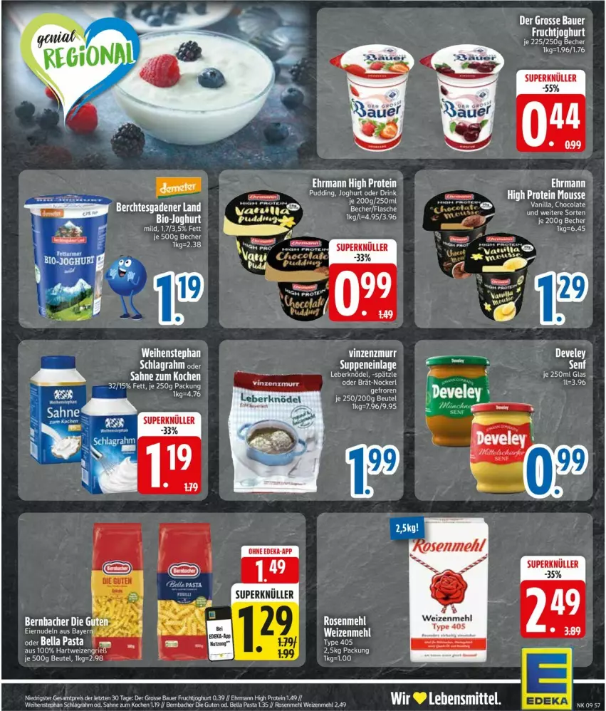 Aktueller Prospekt Edeka - Prospekte - von 24.02 bis 01.03.2025 - strona 7 - produkty: auer, Bau, Bauer, Becher, bernbacher, beutel, bio, bio-joghurt, ehrmann, eier, eiernudeln, eis, ente, epson, frucht, fruchtjoghurt, joghur, joghurt, lebensmittel, nudel, nudeln, reis, schlagrahm, Ti, weihenstephan, ZTE