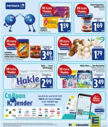 Gazetka promocyjna Edeka - Prospekte - Gazetka - ważna od 01.03 do 01.03.2025 - strona 3 - produkty: aufstrich, beutel, braun, brot, brotaufstrich, Cap, champignon, champignons, coupon, coupons, creme, eis, flasche, hakle, konfitüre, konfitüre extra, Ländertee, lebensmittel, megaperls, mydays, ohne palmöl, ovomaltine, papier, payback, reis, spee, tee, teekanne, Ti, toilettenpapier, waschmittel, ZTE