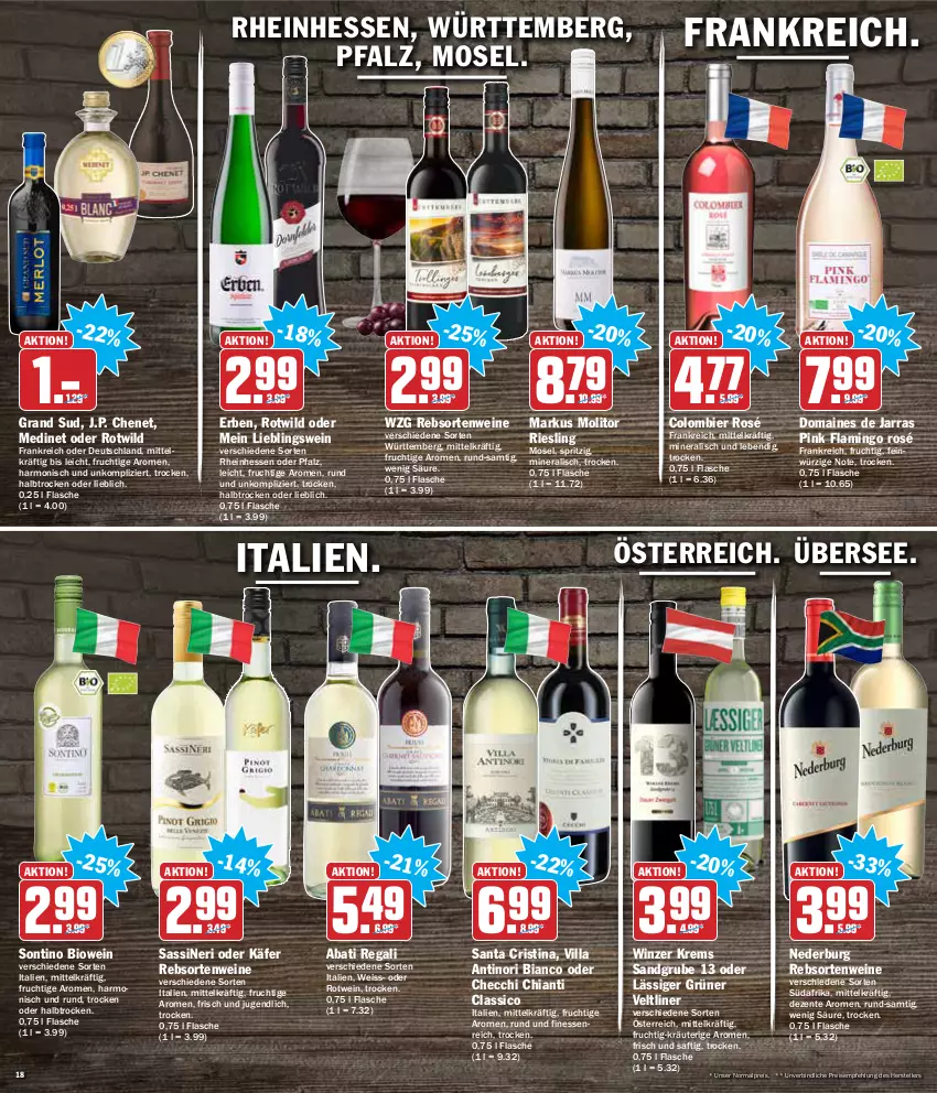 Aktueller Prospekt Aez - Prospekte - von 03.01 bis 08.01.2022 - strona 18 - produkty: bier, bio, chia, chianti, classico, eis, elle, ente, finesse, flasche, frucht, grand sud, grüner veltliner, gsw, J.P. Chenet, käfer, kräuter, medinet, nederburg, rebsortenweine, regal, reis, riesling, rotwein, saft, teller, Ti, wein, weine, Wild