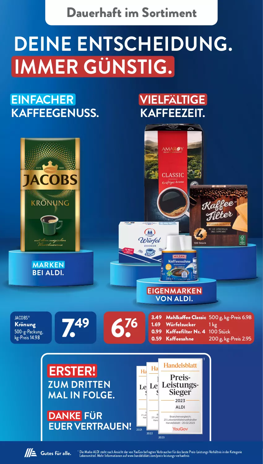 Aktueller Prospekt AldiSud - NÄCHSTE WOCHE - von 28.08 bis 02.09.2023 - strona 3 - produkty: aldi, auer, eis, jacobs, kaffee, kaffeegenuss, lebensmittel, LG, nuss, Rauch, reis, sahne, Ti, würfel, Yo, zucker