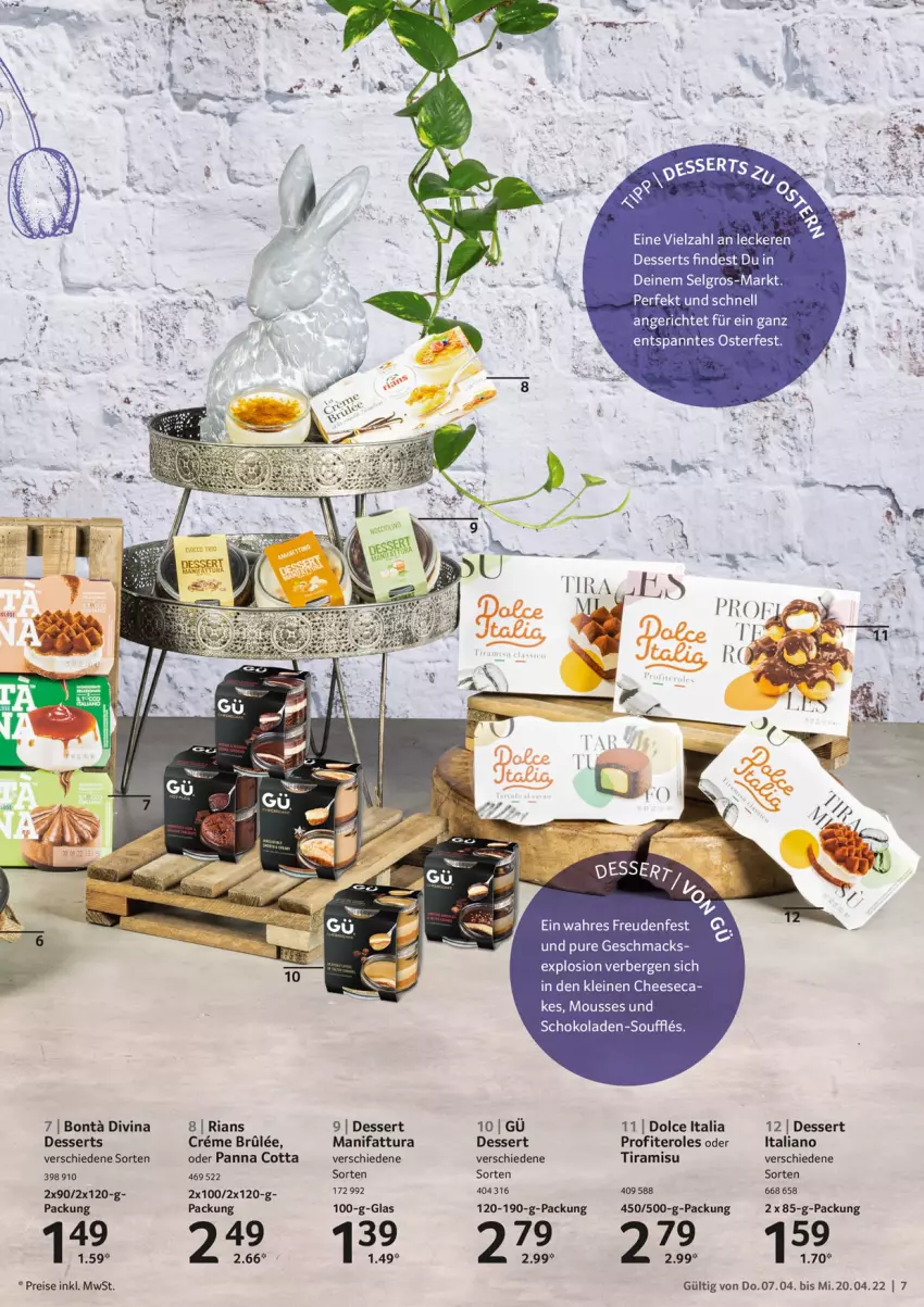 Aktueller Prospekt Selgros - Food - von 07.04 bis 20.04.2022 - strona 7 - produkty: creme, dessert, desserts, eis, leine, LG, mac, mousse, panna cotta, Profiteroles, reis, Ria, schoko, schokolade, schokoladen, Ti, tiramisu