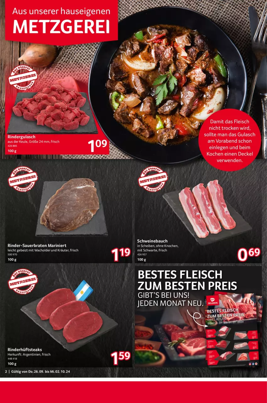 Aktueller Prospekt Selgros - Food - von 26.09 bis 02.10.2024 - strona 2 - produkty: auer, Bau, decke, Deckel, eis, fleisch, gulasch, hüftsteak, hüftsteaks, kräuter, reis, rind, rinder, rindergulasch, rwe, schwein, schweine, Schweinebauch, steak, steaks, Ti, wein, weine