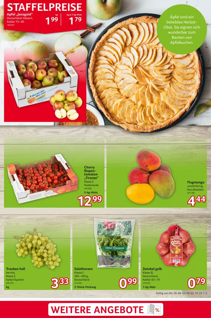 Aktueller Prospekt Selgros - Food - von 26.09 bis 02.10.2024 - strona 3 - produkty: angebot, angebote, apfel, eis, mango, reis, salat, salatherzen, Ti, tomate, tomaten, trauben, zwiebel