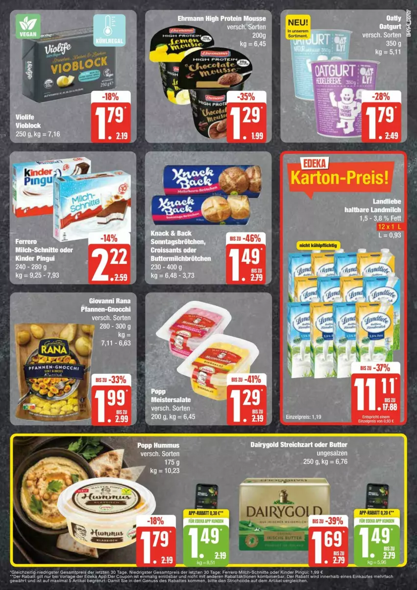 Aktueller Prospekt Edeka - Prospekte - von 20.04 bis 27.04.2024 - strona 11 - produkty: butter, Dairygold, deka, eis, hummus, landliebe, landmilch, milch, Popp, reis, salz, Streichzart