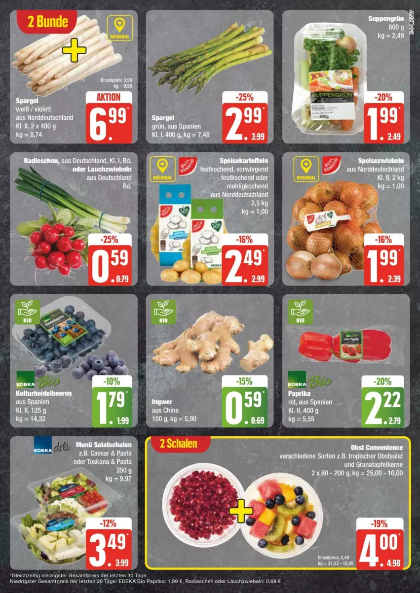 Aktueller Prospekt Edeka - Prospekte - von 20.04 bis 27.04.2024 - strona 5 - produkty: bio, deka, edeka bio, eis, ente, erde, ingwer, Lauchzwiebel, lauchzwiebeln, obst, paprika, pasta, radieschen, reis, salat, Schal, Schale, Ti, ZTE, zwiebel, zwiebeln