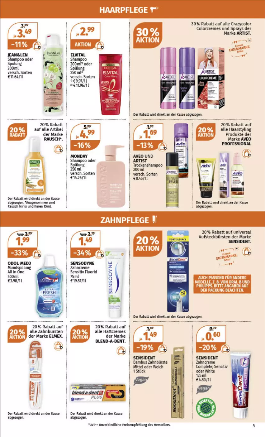 Aktueller Prospekt Mueller - Angebote entdecken & sparen! - von 06.02 bis 11.02.2023 - strona 5 - produkty: aufsteckbürsten, aveo, bürste, bürsten, creme, eis, elle, elmex, elvital, haarpflege, Haftcreme, reis, shampoo, spülung, teller, Ti, vita, zahnbürste, zahnbürsten