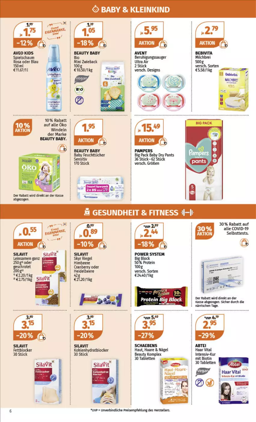 Aktueller Prospekt Mueller - Angebote entdecken & sparen! - von 06.02 bis 11.02.2023 - strona 6 - produkty: bebivita, beere, Beruhigungssauger, bio, Brei, cranberry, eis, elle, himbeer, himbeere, milch, Pants, reis, riegel, Schaebens, Skyr, tablet, tablett, Tablette, teller, Ti, vita, windeln