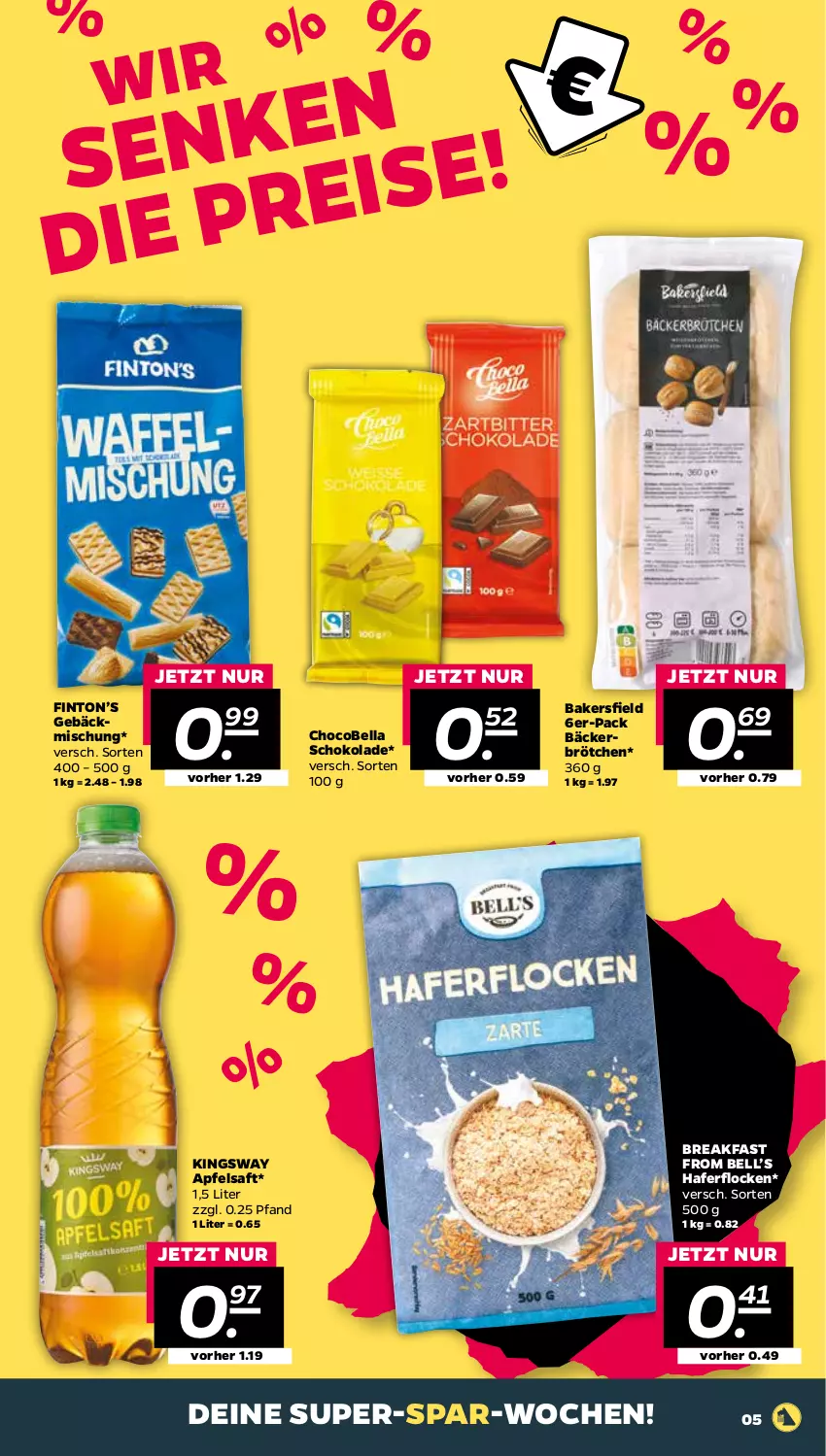 Aktueller Prospekt Netto - Angebote ab Montag - von 17.01 bis 22.01.2022 - strona 5 - produkty: apfel, apfelsaft, brötchen, eis, gebäckmischung, gsw, hafer, haferflocken, reis, saft, schoko, schokolade