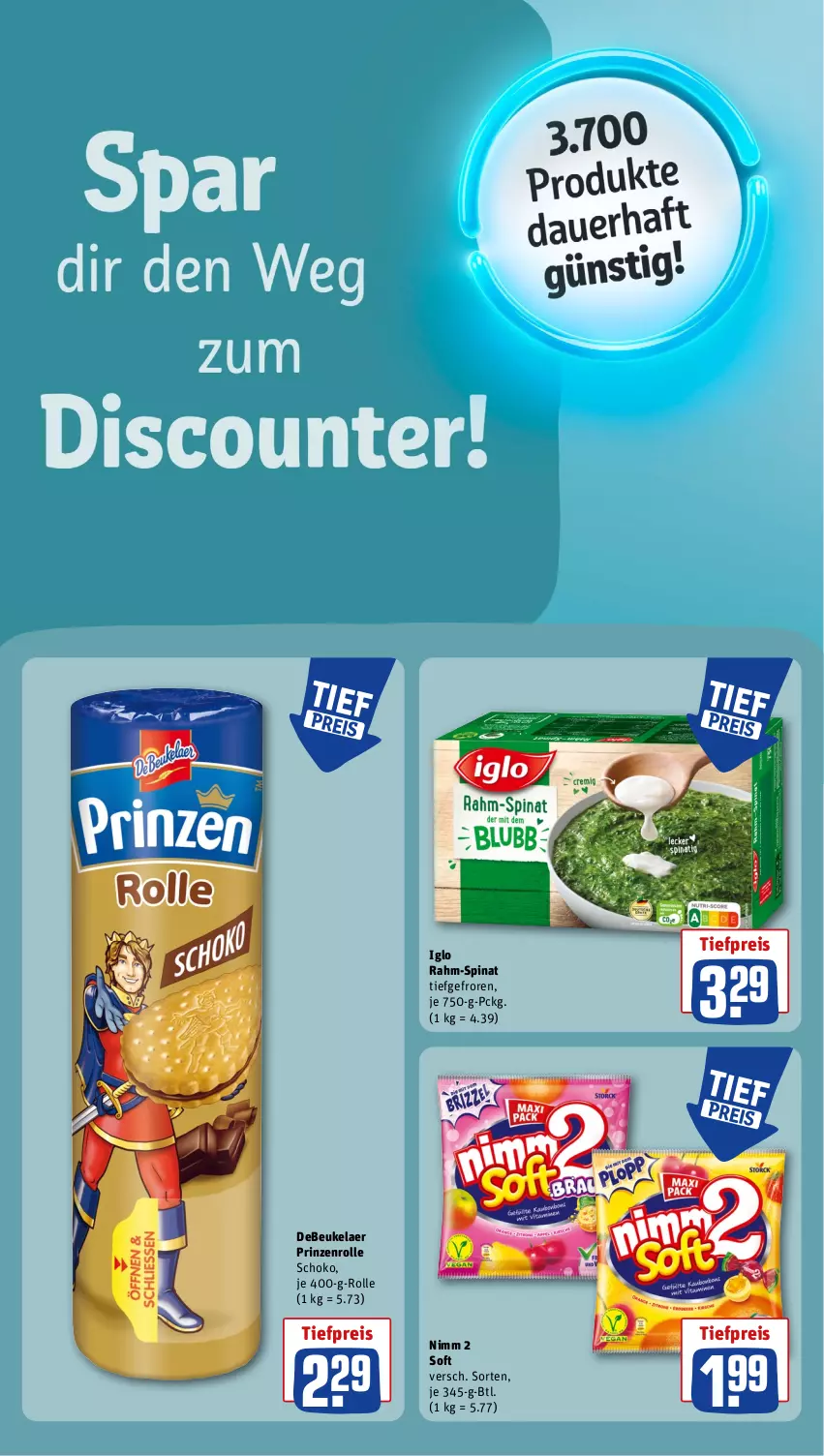 Aktueller Prospekt Rewe - Prospekte - von 02.09 bis 07.09.2024 - strona 16 - produkty: debeukelaer, eis, iglo, Nimm 2, prinzenrolle, rahm-spinat, reis, schoko, spinat, Ti, tiefpreis