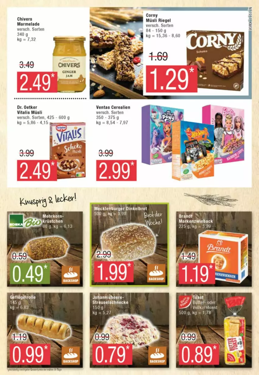 Aktueller Prospekt Edeka - Prospekte - von 17.02 bis 24.02.2024 - strona 19 - produkty: cerealien, Dr. Oetker, gin, ginger, korn, marmelade, müsli, riegel, toast, Venta, vita, vitalis, vitalis müsli