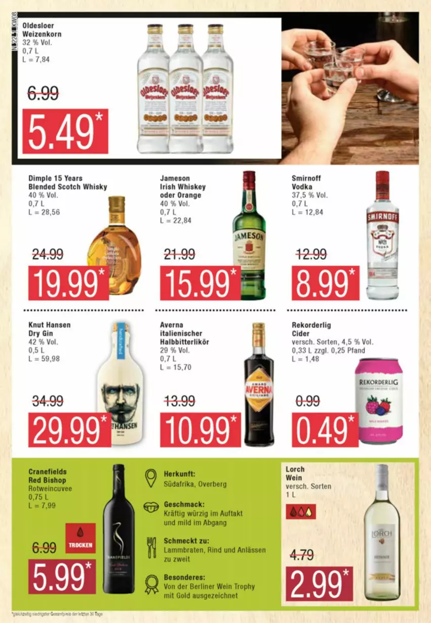 Aktueller Prospekt Edeka - Prospekte - von 17.02 bis 24.02.2024 - strona 22 - produkty: averna, berliner, blended scotch, blended scotch whisky, braten, cider, dry gin, gin, irish whiskey, jameson, korn, lamm, likör, mac, orange, rind, rotwein, scotch, scotch whisky, smirnoff, Ti, vodka, wein, weizenkorn, whiskey, whisky