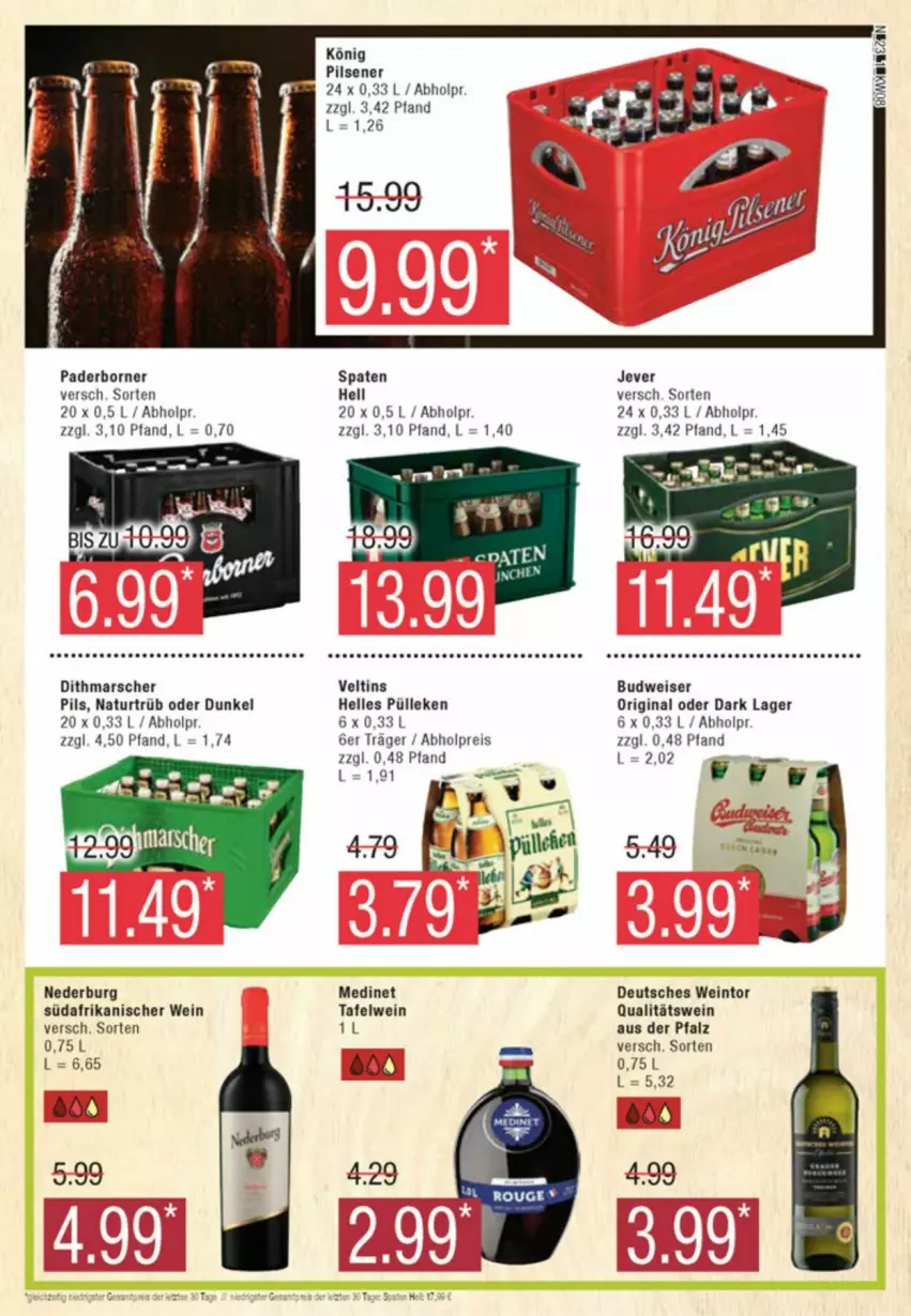 Aktueller Prospekt Edeka - Prospekte - von 17.02 bis 24.02.2024 - strona 23 - produkty: budweiser, eis, elle, gin, jever, könig pilsener, mars, medinet, natur, nederburg, pils, pilsener, qualitätswein, reis, Spaten, Ti, veltins, wein