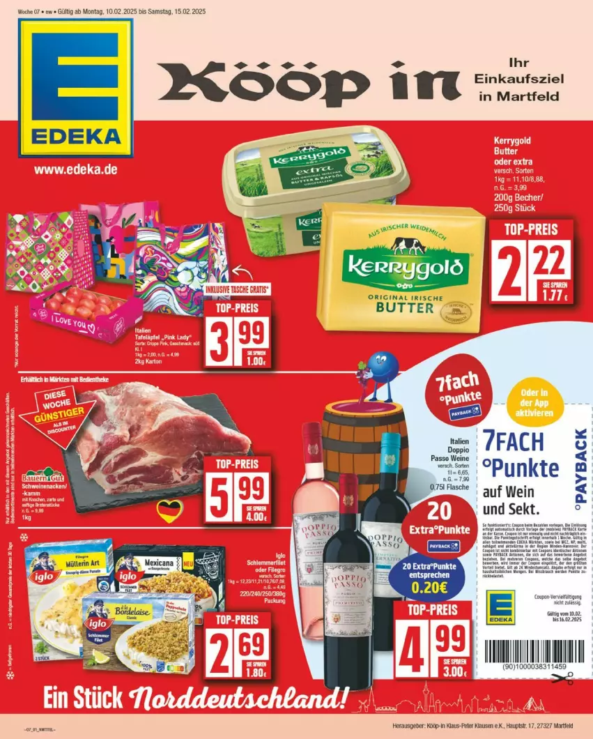 Aktueller Prospekt Edeka - Prospekte - von 10.02 bis 15.02.2025 - strona 1 - produkty: butter, deka, doppio passo, flasche, passo, payback, sekt, Ti, wein, weine