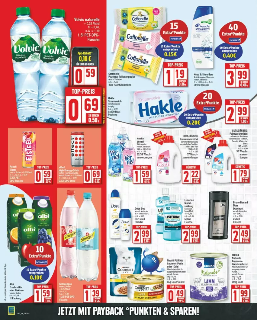 Aktueller Prospekt Edeka - Prospekte - von 10.02 bis 15.02.2025 - strona 18 - produkty: bruno banani, cottonelle, deka, dove, Effect, elle, feinwaschmittel, feuchtes toilettenpapier, flasche, frucht, fruchtsäfte, hakle, LG, listerine, natur, natura, Nektar, papier, purina, säfte, Ti, toilettenpapier, waschmittel