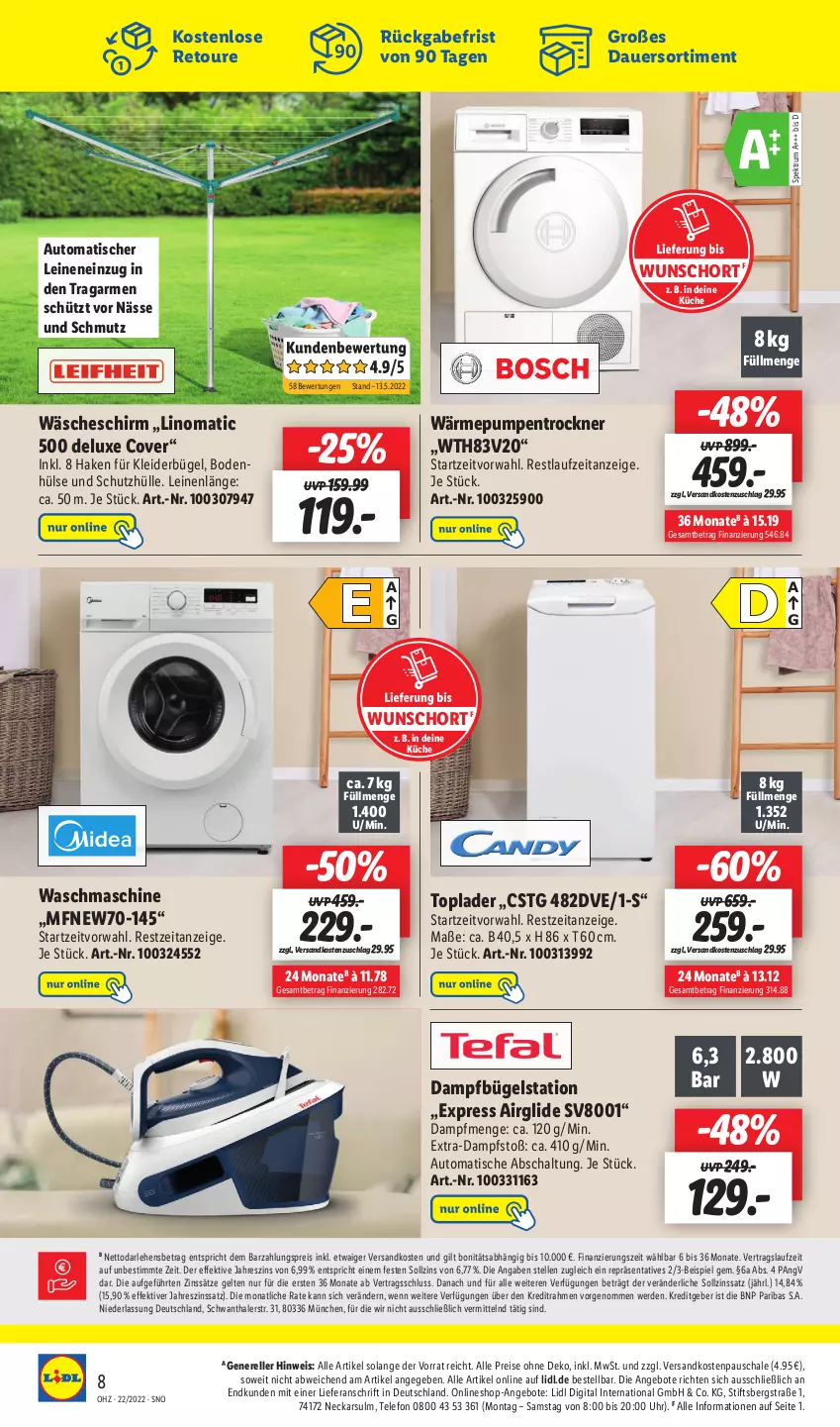 Aktueller Prospekt Lidl - Wochen-Highlights im Onlineshop - von 30.05 bis 05.06.2022 - strona 12 - produkty: angebot, angebote, auer, auto, bügel, Bügelstation, dampfbügelstation, eis, elle, erde, kleid, kleider, kleiderbügel, küche, leine, ndk, reis, rel, rum, Schal, Schale, schutzhülle, Spektrum, telefon, Ti, tisch, Toplader, Trockner, uhr, wärmepumpentrockner, wäscheschirm, waschmaschine