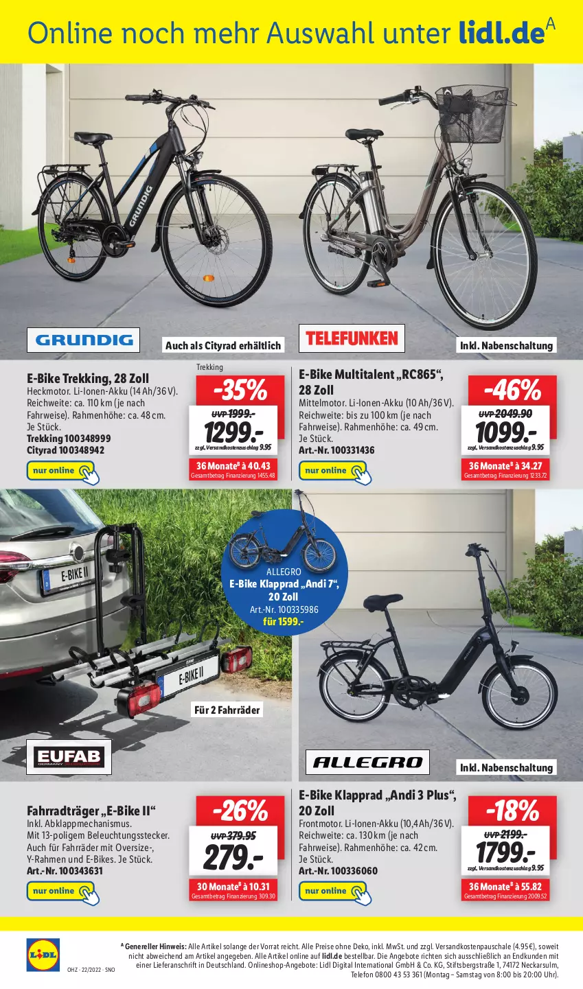 Aktueller Prospekt Lidl - Wochen-Highlights im Onlineshop - von 30.05 bis 05.06.2022 - strona 8 - produkty: akku, angebot, angebote, beleuchtung, E-Bike, E-Bikes, eis, elle, Fahrrad, Klapprad, ndk, reis, rel, rwe, Schal, Schale, telefon, Ti, uhr