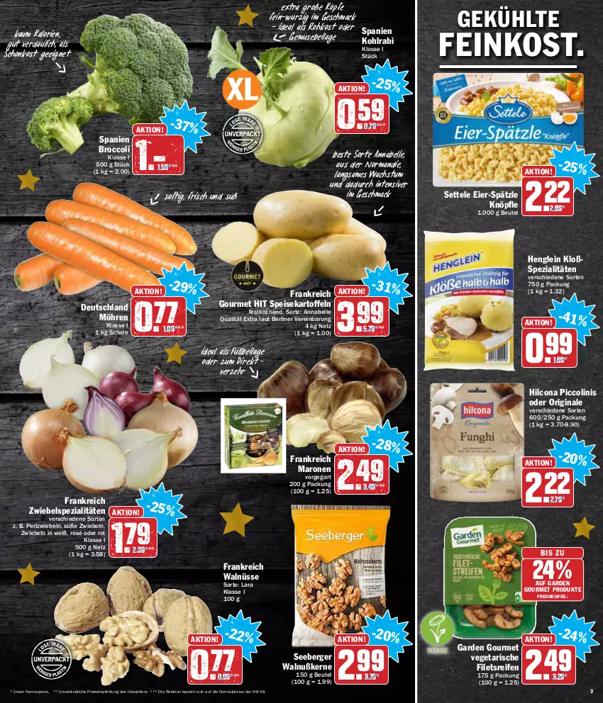 Aktueller Prospekt Aez - Prospekte - von 13.12 bis 18.12.2021 - strona 3 - produkty: Berger, berliner, beutel, broccoli, eier, eis, elle, feinkost, filet, filets, garden gourmet, gin, henglein, hilcona, ilag, kartoffel, kartoffeln, kohlrabi, mac, möhren, piccolinis, reifen, reis, rel, saft, Schal, Schale, seeberger, settele, speisekartoffeln, Spezi, teller, tender, Ti, Vegeta, zwiebel, zwiebeln