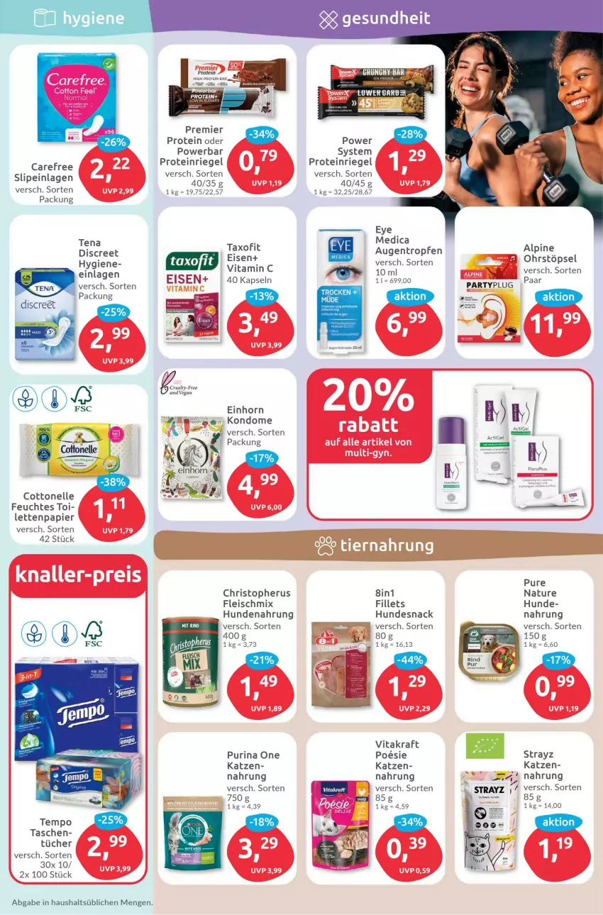 Aktueller Prospekt Budni - Prospekte - von 05.06 bis 10.06.2023 - strona 5 - produkty: carefree, cottonelle, Discreet, eis, elle, fleisch, hundenahrung, hundesnack, kraft, LG, natur, papier, purina, riegel, rind, slip, slipeinlagen, snack, Tasche, taschen, Taxofit, Tempo, tücher, vita, vitakraft, Vitamin C