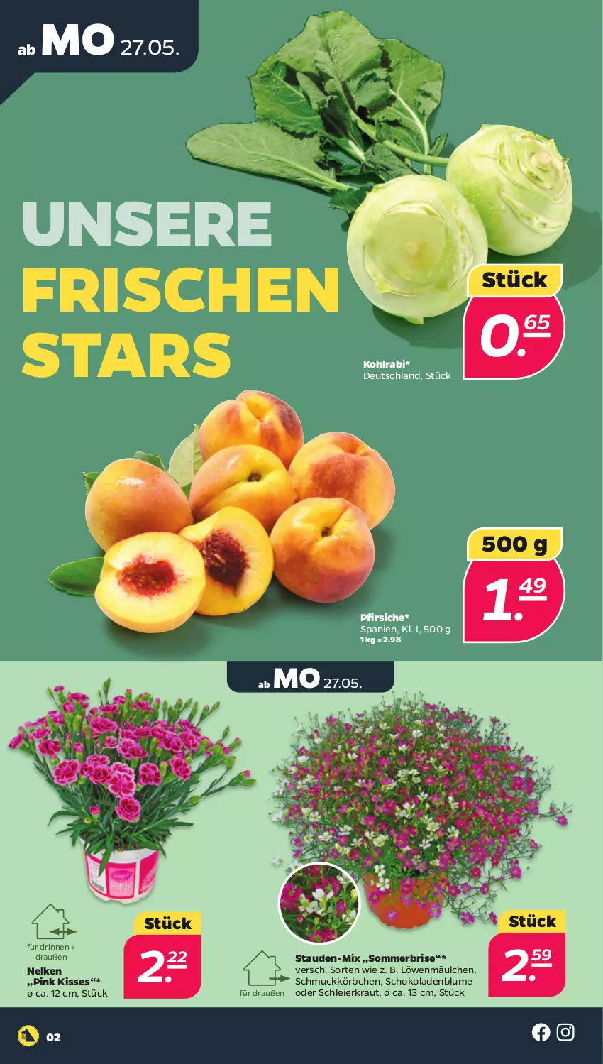 Aktueller Prospekt Netto - Woche 22 - von 27.05 bis 01.06.2024 - strona 2 - produkty: blume, eier, kohlrabi, Körbchen, Kraut, pfirsich, pfirsiche, Schmuck, schoko, schokolade, schokoladen, stauden