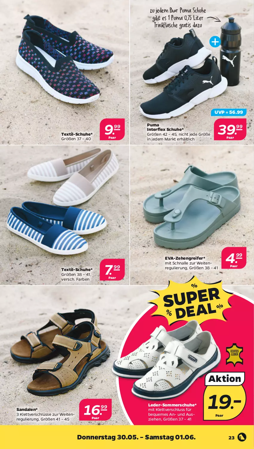 Aktueller Prospekt Netto - Woche 22 - von 27.05 bis 01.06.2024 - strona 23 - produkty: flasche, puma, sandale, sandalen, schuhe, Ti, trinkflasche