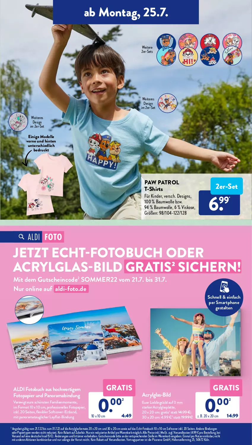 Aktueller Prospekt AldiSud - NÄCHSTE WOCHE - von 25.07 bis 30.07.2022 - strona 13 - produkty: aldi, angebot, Bau, baumwolle, buch, dell, eis, elle, ente, erde, Fotobuch, glasplatte, gutschein, Kinder, korb, latte, LG, mab, Mode, ndk, papier, Paw Patrol, rama, reis, ring, shirt, shirts, smartphone, T-Shirt, Ti, wolle