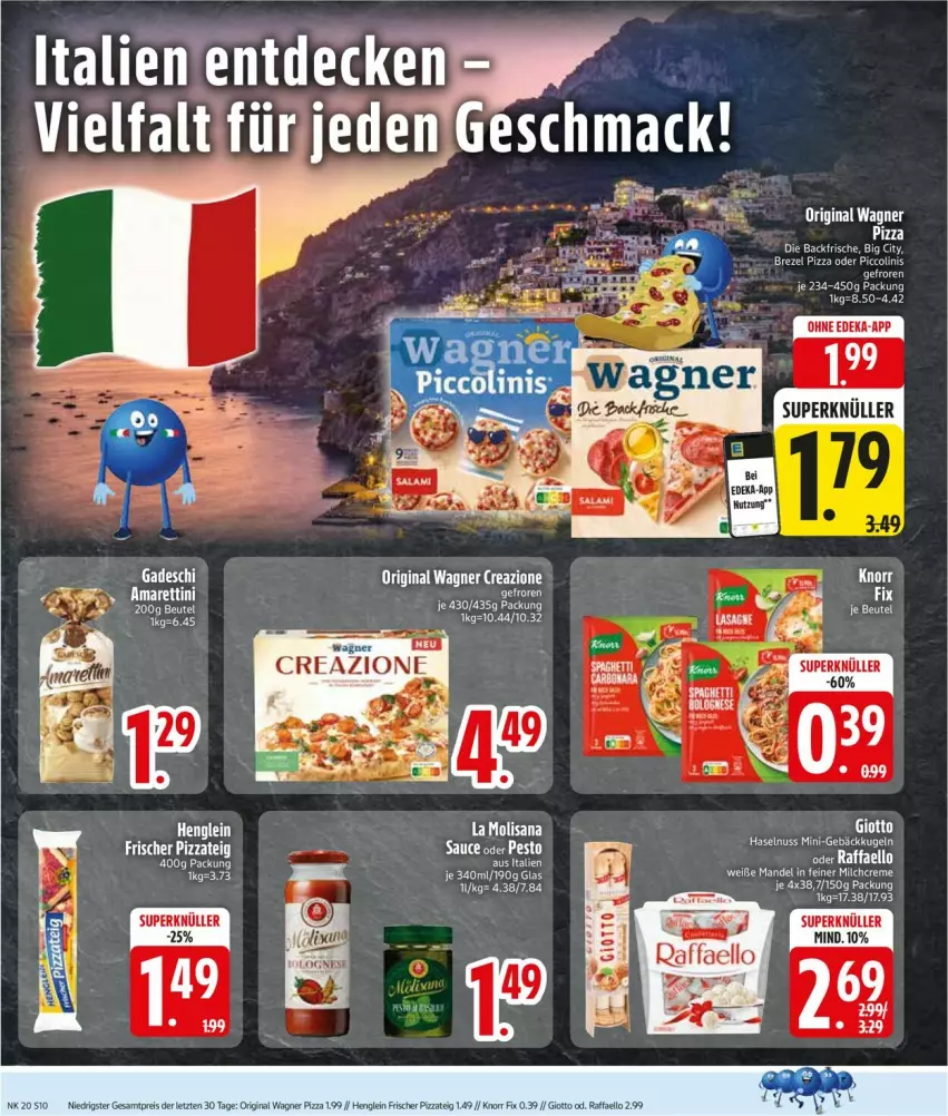 Aktueller Prospekt Edeka - Prospekte - von 12.05 bis 17.05.2025 - strona 10 - produkty: deka, eis, gin, giotto, henglein, isana, K2, knorr, knorr fix, mandel, milch, original wagner, pesto, pizza, Pizzateig, raffaello, reis, sana, sauce, tee, Ti, wagner, ZTE