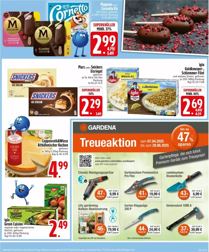 Aktueller Prospekt Edeka - Prospekte - von 12.05 bis 17.05.2025 - strona 9 - produkty: blume, blumen, deka, elle, filet, gardena, Garten, iglo, mars, säge, schlemmer-filet, snickers, teller, Ti, Vegeta