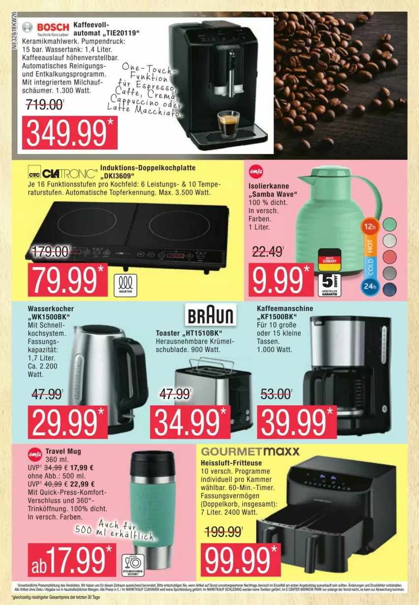 Aktueller Prospekt Edeka - Prospekte - von 22.06 bis 29.06.2024 - strona 32 - produkty: angebot, ariel, auto, braun, eis, ente, erde, fritteuse, HP, isolierkanne, kaffee, Kocher, kochfeld, korb, latte, leine, milch, Reinigung, reis, rum, tasse, Ti, timer, tisch, toast, toaster, topf, travel mug, wasser, wasserkocher, wassertank, ZTE