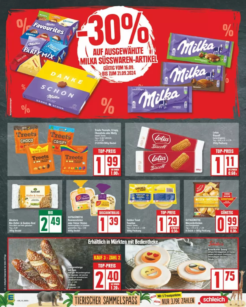 Aktueller Prospekt Edeka - Prospekte - von 16.09 bis 21.09.2024 - strona 10 - produkty: biscoff, eis, milka, reis, süsswaren, Ti, top-preis