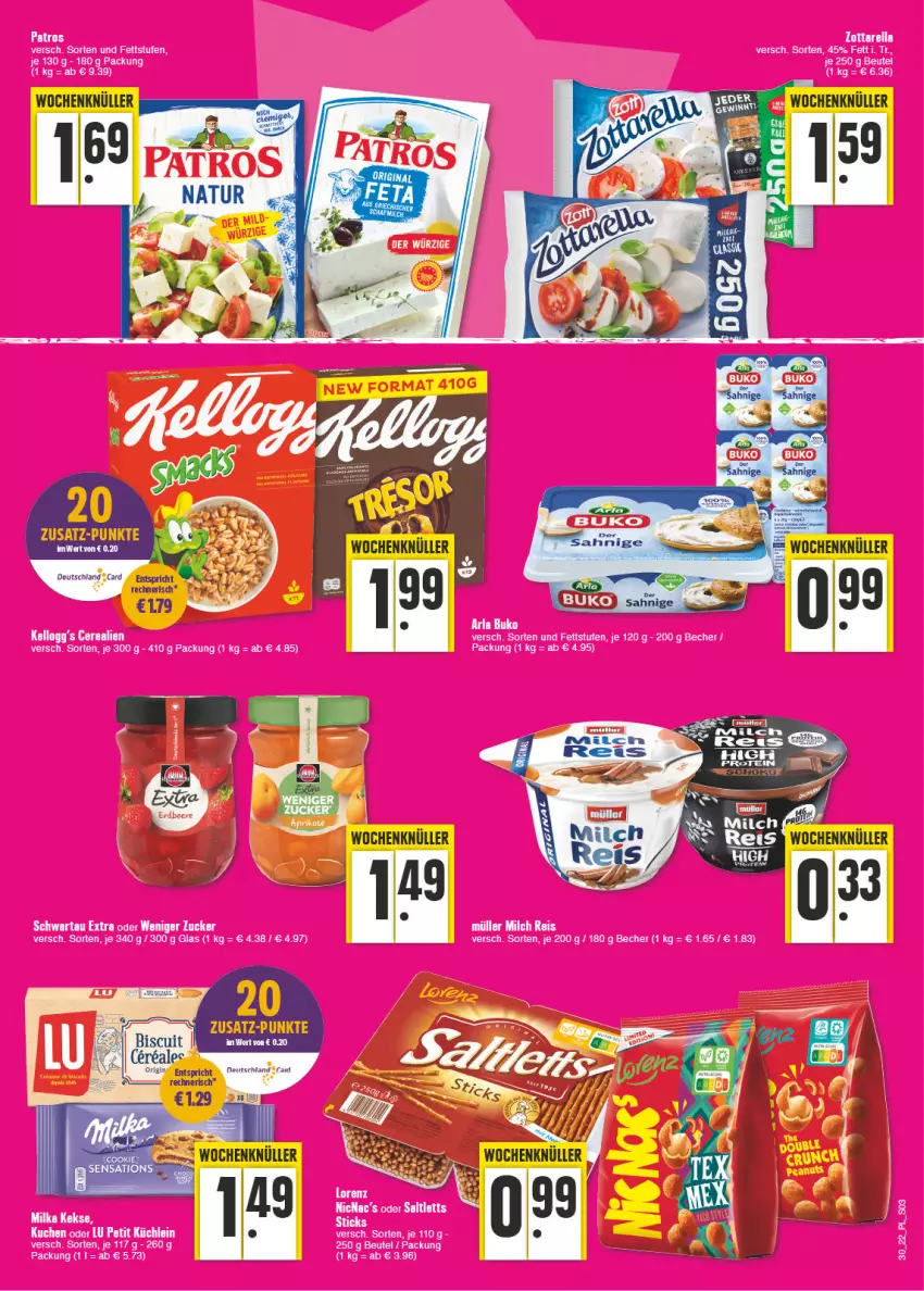 Aktueller Prospekt E Center - Angebote der Woche - von 25.07 bis 30.07.2022 - strona 3 - produkty: arla, arla buko, Becher, beutel, Buko, cerealien, kuchen, saltletts, Schwartau, Ti, zucker