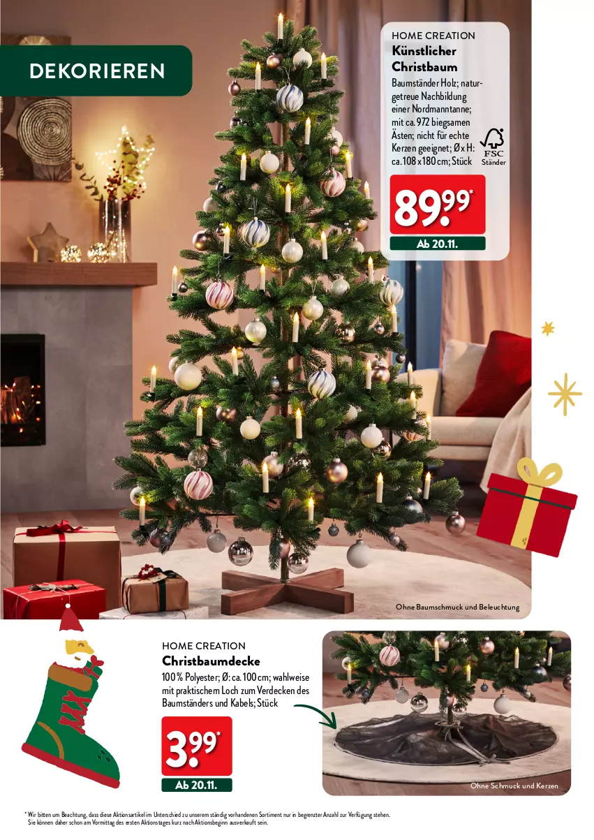 Aktueller Prospekt Aldi Nord - Deko und Geschenke - von 12.10 bis 27.12.2023 - strona 16 - produkty: Bau, Baumschmuck, beleuchtung, decke, eis, erde, gin, Holz, kerze, natur, Schmuck, Ti, tisch, ZTE