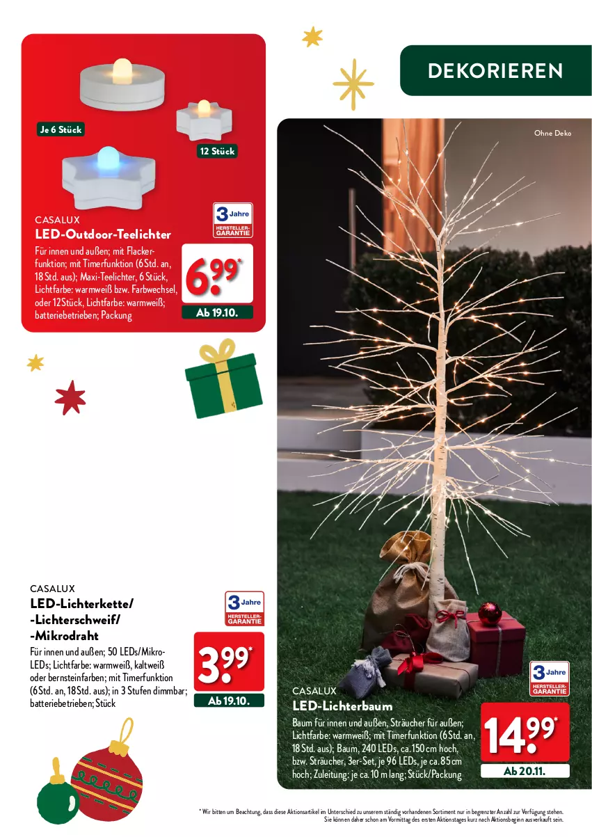 Aktueller Prospekt Aldi Nord - Deko und Geschenke - von 12.10 bis 27.12.2023 - strona 21 - produkty: batterie, Bau, Draht, gin, Kette, lack, Lacke, led-licht, leds, lichterkette, tee, Teelicht, teelichte, Ti, timer, ZTE