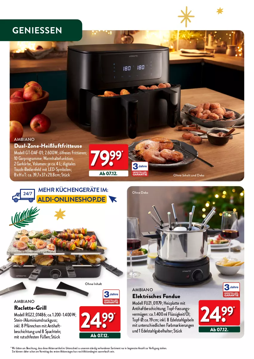 Aktueller Prospekt Aldi Nord - Deko und Geschenke - von 12.10 bis 27.12.2023 - strona 30 - produkty: aldi, ambia, dell, edelstahl, Fondue, fritteuse, gabel, gin, grill, küche, Küchen, latte, LG, Mode, spachtel, Ti, Tiere, topf, ZTE