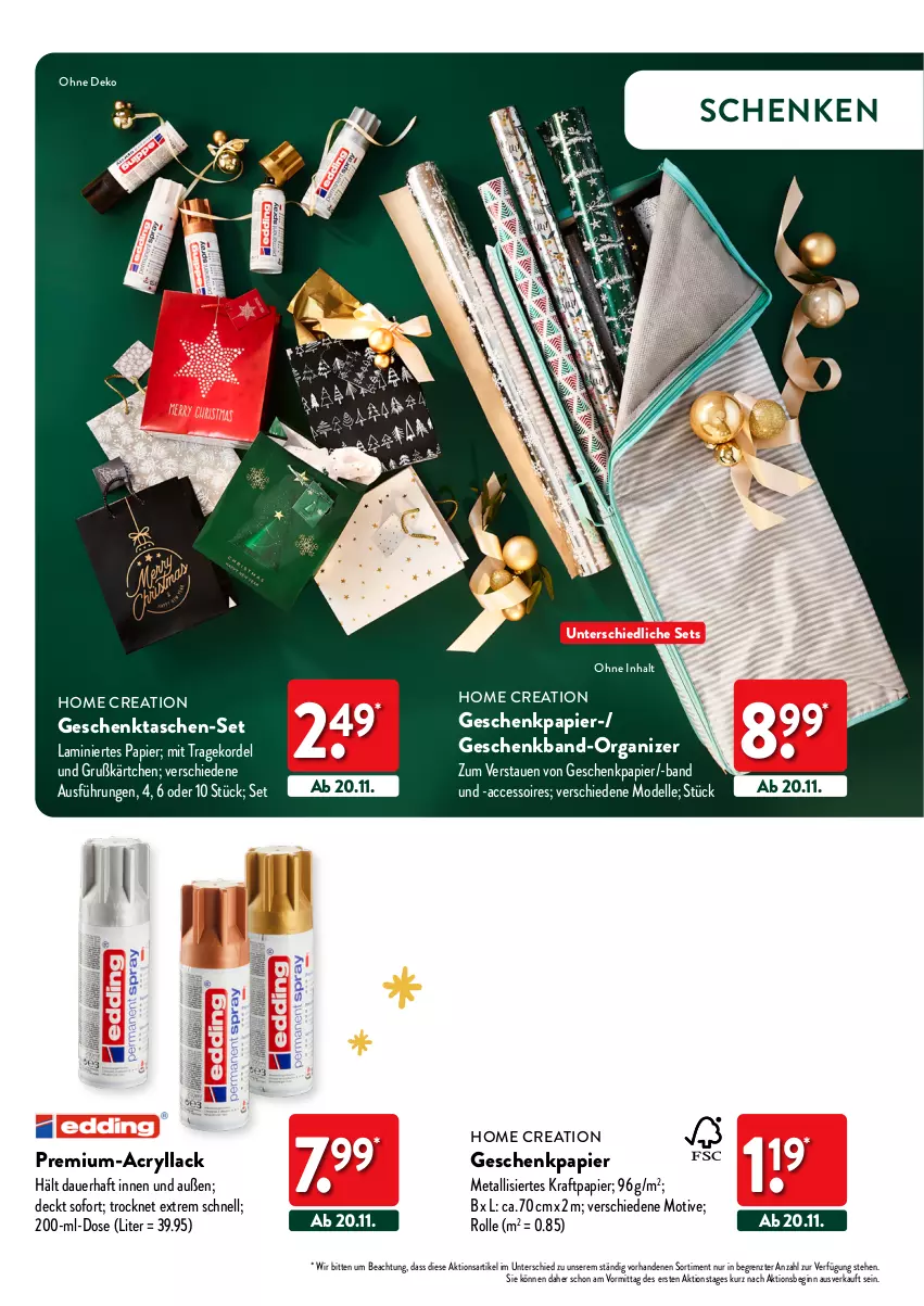 Aktueller Prospekt Aldi Nord - Deko und Geschenke - von 12.10 bis 27.12.2023 - strona 35 - produkty: ACC, accessoires, auer, dell, elle, Geschenkpapier, Geschenktasche, gin, kraft, lack, Mode, papier, Tasche, taschen, Ti, ZTE