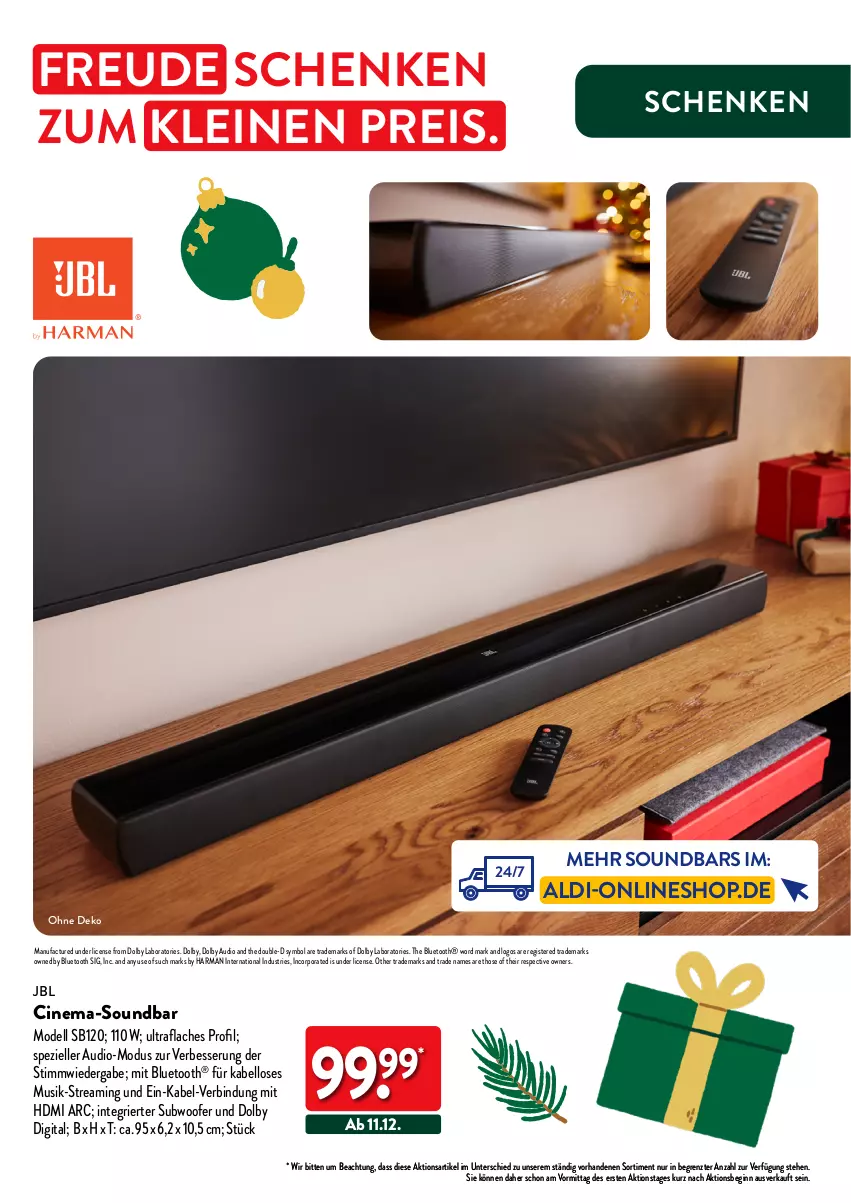 Aktueller Prospekt Aldi Nord - Deko und Geschenke - von 12.10 bis 27.12.2023 - strona 37 - produkty: aldi, cin, dell, eis, elle, gin, harman, HDMI, hose, jbl, leine, Mode, reis, soundbar, Spezi, Subwoofer, Ti, ZTE