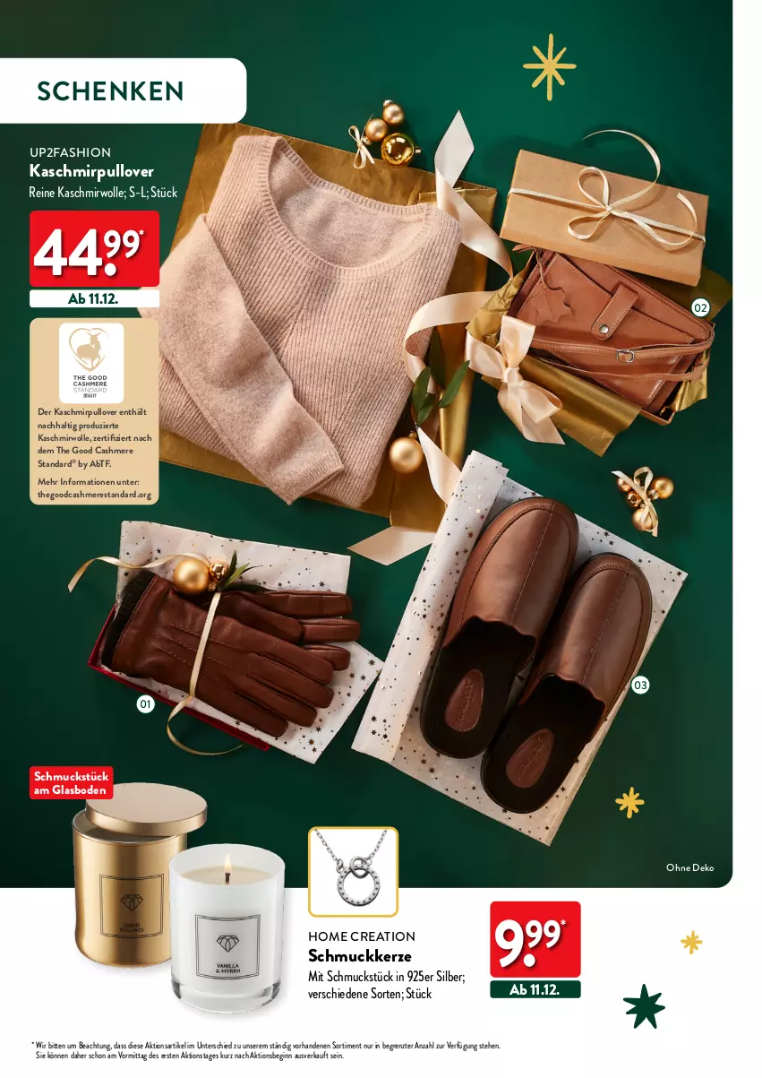 Aktueller Prospekt Aldi Nord - Deko und Geschenke - von 12.10 bis 27.12.2023 - strona 40 - produkty: cashmere, gin, kerze, Pullover, Schmuck, Ti, up2fashion, wolle, ZTE