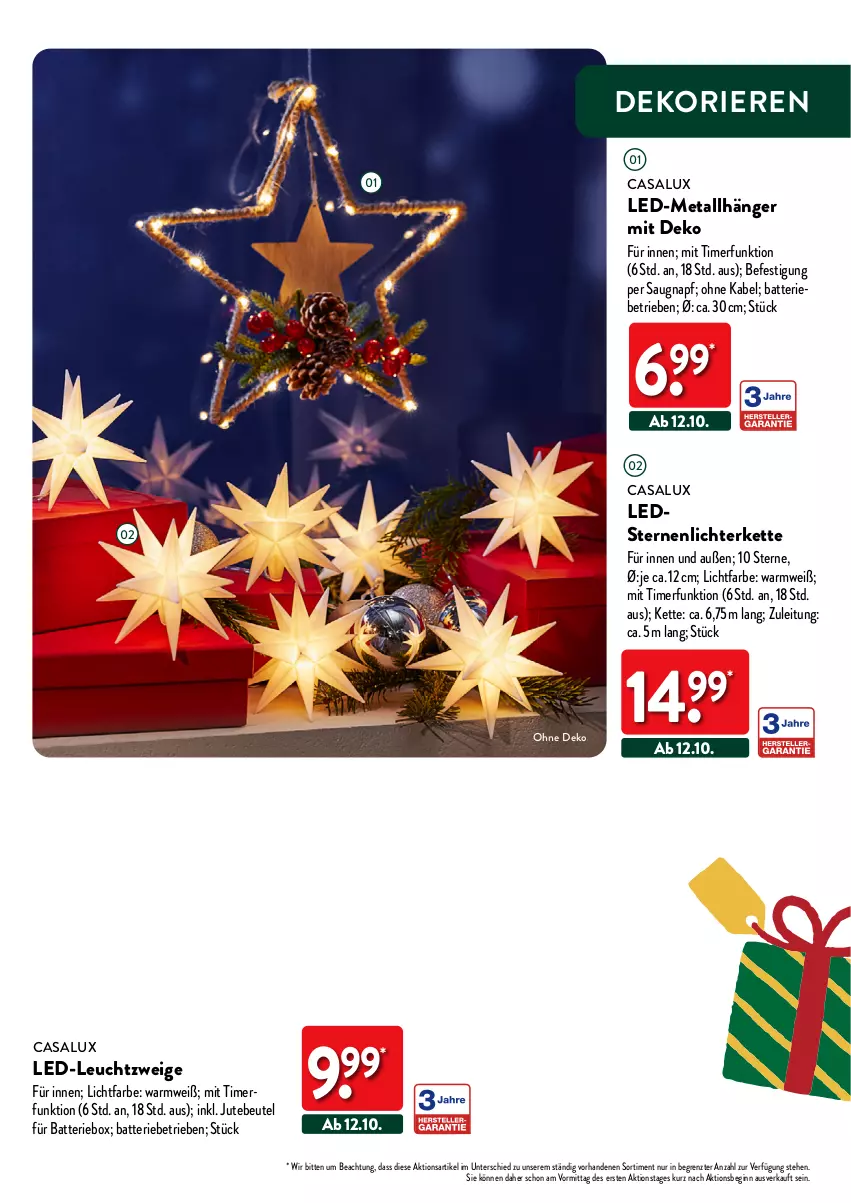 Aktueller Prospekt Aldi Nord - Deko und Geschenke - von 12.10 bis 27.12.2023 - strona 5 - produkty: batterie, beutel, gin, Kette, leds, lichterkette, Ti, timer, ZTE