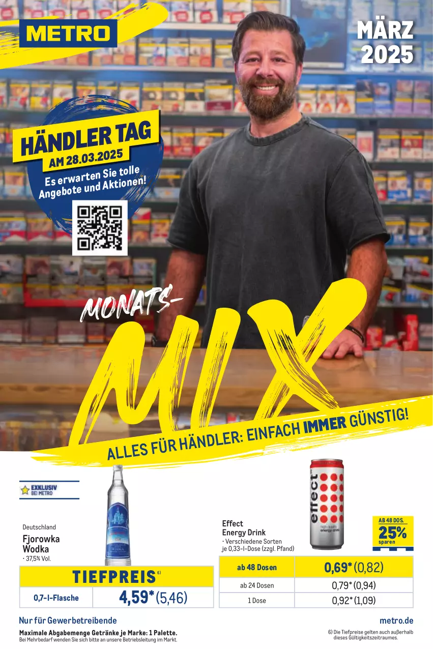 Aktueller Prospekt Metro - Monats-Mix - von 01.03 bis 31.03.2025 - strona 1 - produkty: angebot, angebote, drink, Effect, eis, energy drink, flasche, getränk, getränke, Metro, Palette, reis, Ti, tiefpreis, wodka