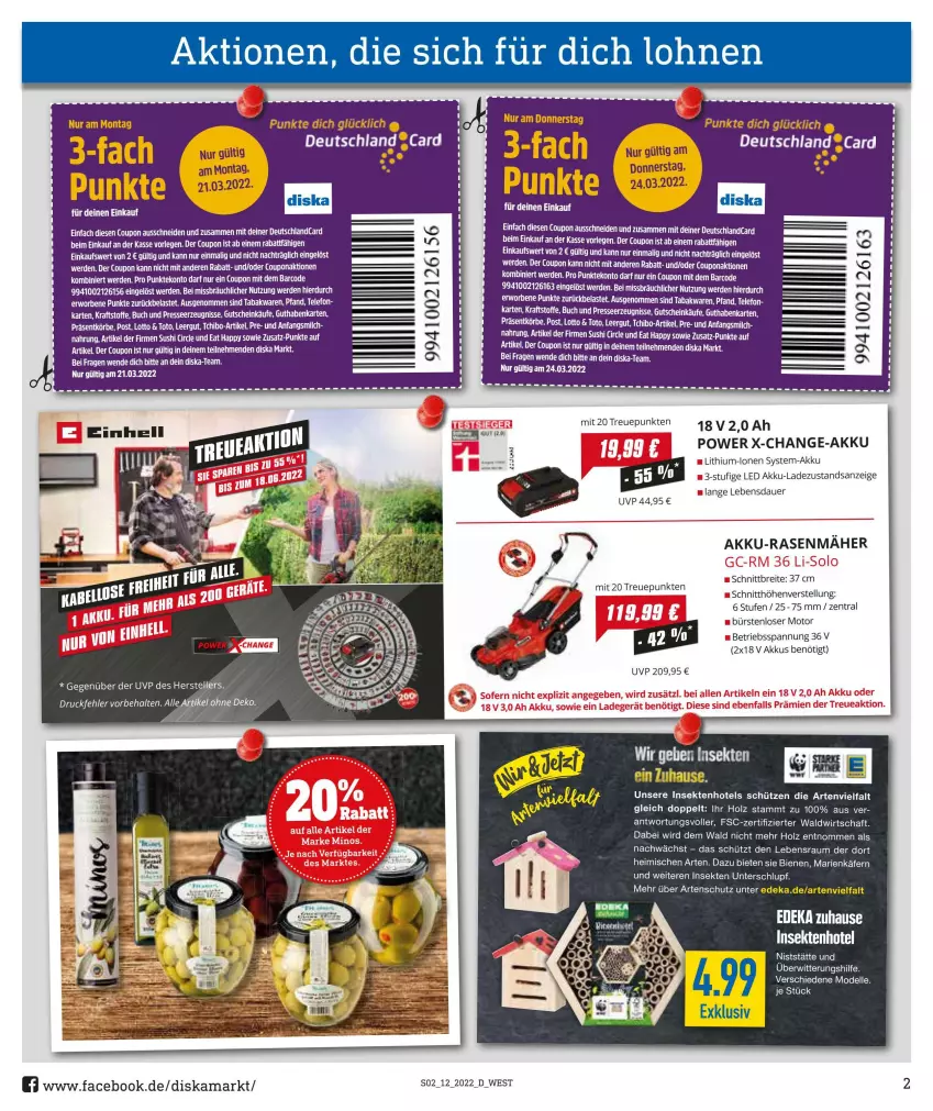 Aktueller Prospekt Diska - Prospekte - von 21.03 bis 26.03.2022 - strona 2 - produkty: akku, auer, Brei, buch, bürste, bürsten, coupon, deka, dell, deutschlandcard, elle, erde, guthabenkarte, gutschein, Holz, käfer, kraft, LG, Mode, ritter, Schütze, sekt, Sushi, tee, telefon, teller, Ti