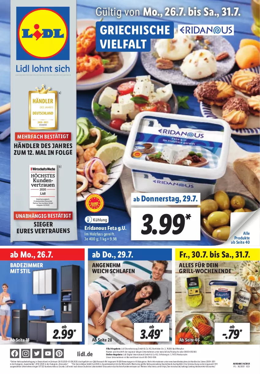 Aktueller Prospekt Lidl - Aktionsprospekt - von 26.07 bis 31.07.2021 - strona 1