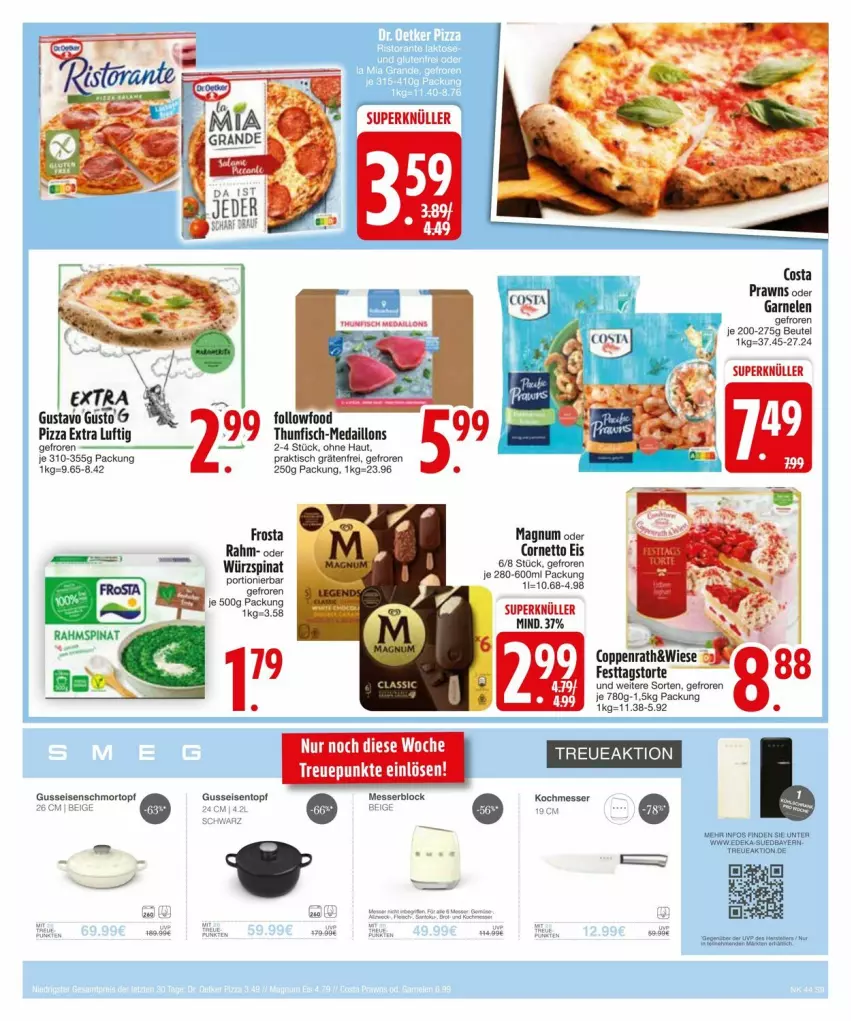 Aktueller Prospekt Edeka - Prospekte - von 27.10 bis 04.11.2024 - strona 11 - produkty: beutel, cornetto, deka, eis, fisch, frosta, garnelen, magnum, medaillons, messer, messerblock, pizza, prawns, spinat, thunfisch, Ti, tisch, topf