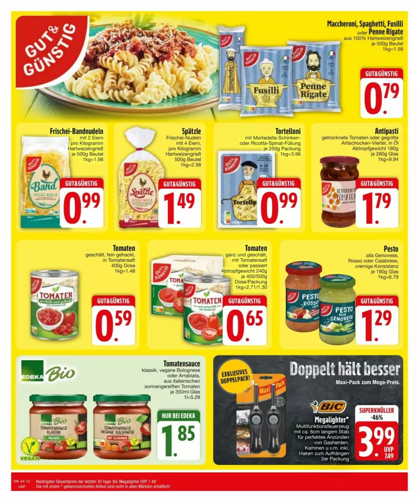 Aktueller Prospekt Edeka - Prospekte - von 27.10 bis 04.11.2024 - strona 14 - produkty: ACC, antipasti, Artischocken, asti, beutel, bolognese, dell, eier, frischei-nudeln, fusilli, genovese, Getrocknete Tomaten, grill, hartweizen, hero, Kamin, mac, mortadella, nudel, nudeln, penne, penne rigate, pesto, ricotta, saft, sauce, schinken, spaghetti, spinat, Ti, tisch, tomate, tomaten, Tomatensaft, tomatensauce, torte, tortelloni