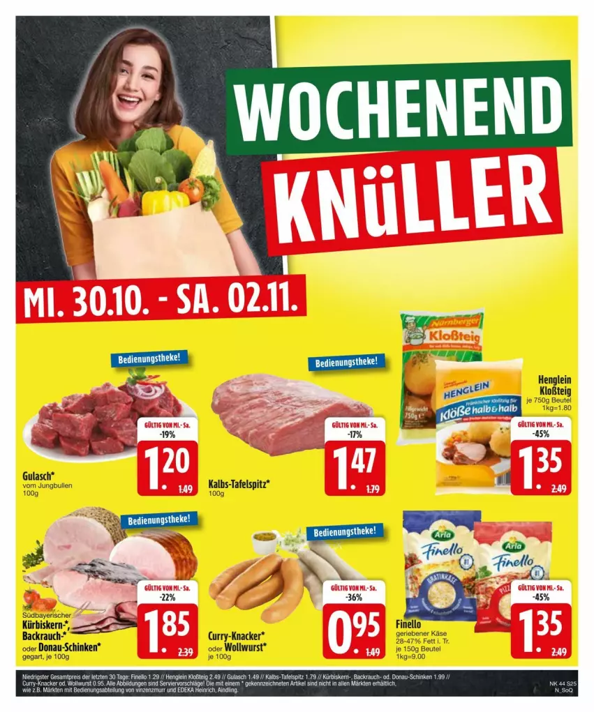 Aktueller Prospekt Edeka - Prospekte - von 27.10 bis 04.11.2024 - strona 27 - produkty: beutel, curry, finello, gulasch, henglein, Käse, knacker, Kürbis, Rauch, schinken, tafelspitz, wurst