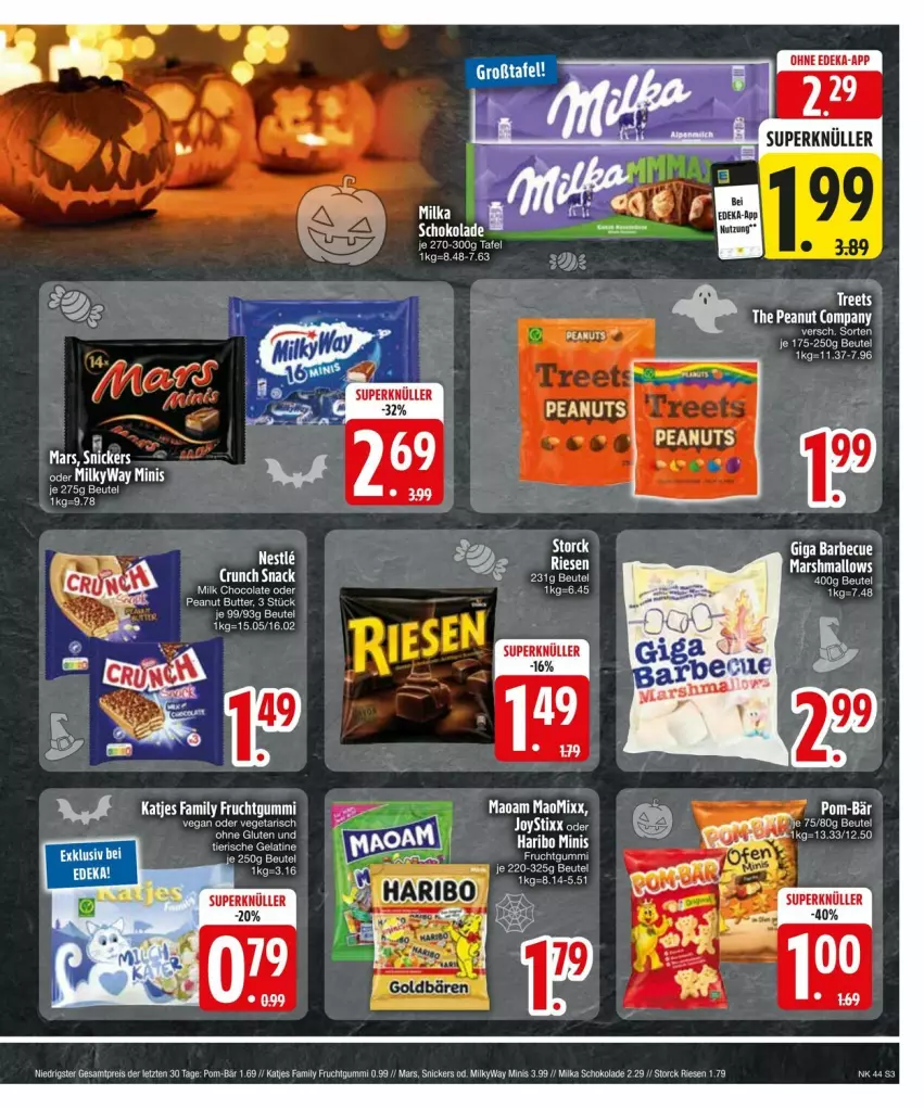 Aktueller Prospekt Edeka - Prospekte - von 27.10 bis 04.11.2024 - strona 5 - produkty: barbecue, beutel, cola, deka, eis, frucht, fruchtgummi, gelatine, haribo, katjes, maoam, mars, milka, milka schokolade, Milkyway, pom-bär, reis, schoko, schokolade, snack, snickers, storck, Ti, Vegeta, ZTE