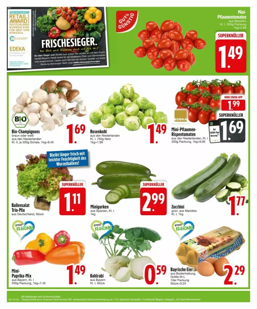 Aktueller Prospekt Edeka - Prospekte - von 27.10 bis 04.11.2024 - strona 6 - produkty: ball, gurke, gurken, kohlrabi, paprika, pflaume, pflaumen, rispentomaten, Schal, Schale, Ti, tomate, tomaten, zucchini