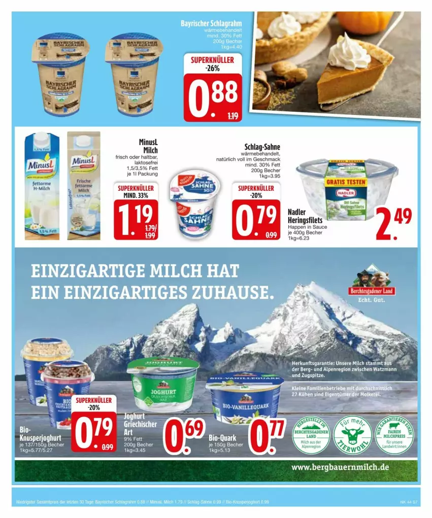 Aktueller Prospekt Edeka - Prospekte - von 27.10 bis 04.11.2024 - strona 9 - produkty: auer, Bau, Bauer, Becher, bio, filet, filets, hering, Herings, heringsfilets, joghur, joghurt, mac, milch, nadler, quark, ring, sahne, sauce