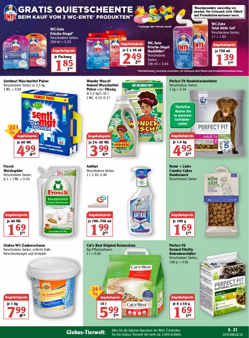 Aktueller Prospekt Globus - Prospekte - von 02.05 bis 07.05.2022 - strona 25 - produkty: aktiv gel, angebot, angebotspreis, aust, bio, biozidprodukte, decke, eis, ente, Frosch, getränk, getränke, gin, hundesnack, Katzenstreu, nassfutter, natur, natura, Perfect Fit, pflanze, pflanzen, Rauch, reis, rwe, snack, Stier, Ti, Tiere, trockenfutter, vita, vitality, waschmittel, weichspüler